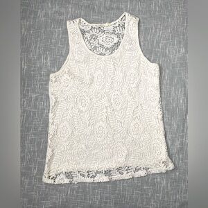 Solitaire White Lace Tank Top Size M